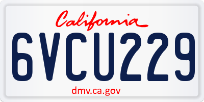 CA license plate 6VCU229