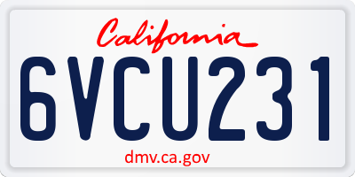 CA license plate 6VCU231
