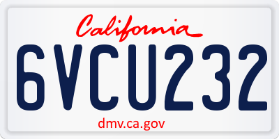 CA license plate 6VCU232