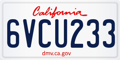 CA license plate 6VCU233