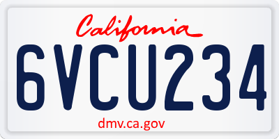 CA license plate 6VCU234