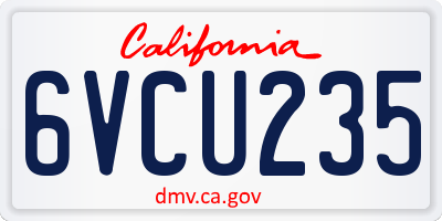 CA license plate 6VCU235