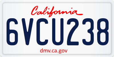 CA license plate 6VCU238