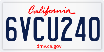 CA license plate 6VCU240