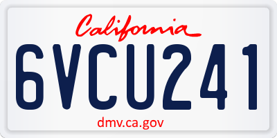 CA license plate 6VCU241