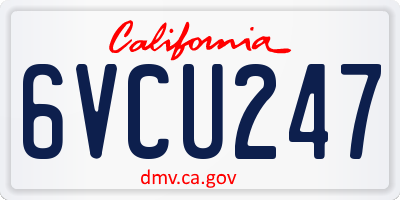CA license plate 6VCU247