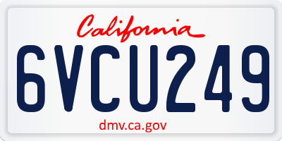 CA license plate 6VCU249
