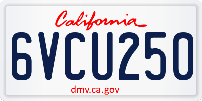 CA license plate 6VCU250