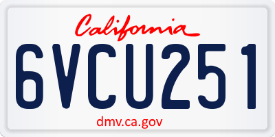 CA license plate 6VCU251