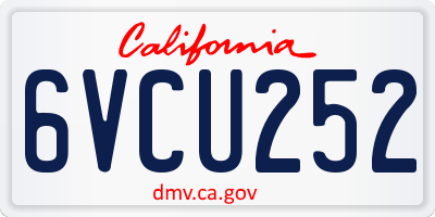 CA license plate 6VCU252