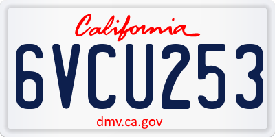 CA license plate 6VCU253