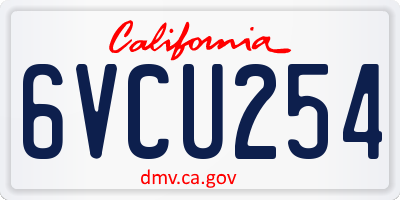CA license plate 6VCU254