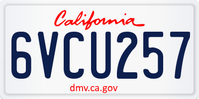 CA license plate 6VCU257