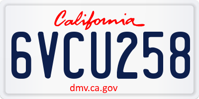 CA license plate 6VCU258