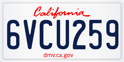 CA license plate 6VCU259