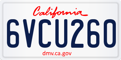 CA license plate 6VCU260