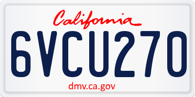 CA license plate 6VCU270