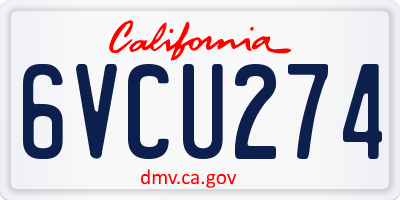 CA license plate 6VCU274