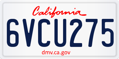 CA license plate 6VCU275