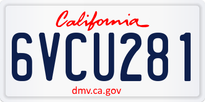 CA license plate 6VCU281