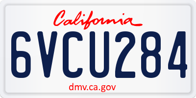 CA license plate 6VCU284