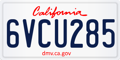 CA license plate 6VCU285