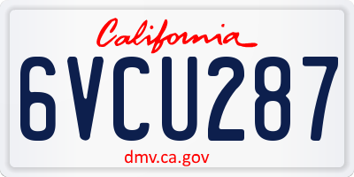 CA license plate 6VCU287