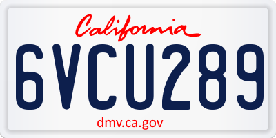 CA license plate 6VCU289