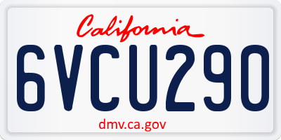 CA license plate 6VCU290
