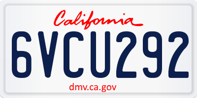 CA license plate 6VCU292