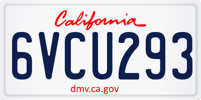 CA license plate 6VCU293