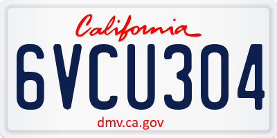 CA license plate 6VCU304