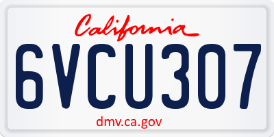 CA license plate 6VCU307