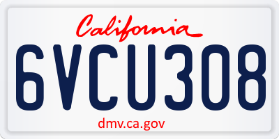 CA license plate 6VCU308