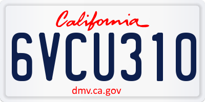 CA license plate 6VCU310