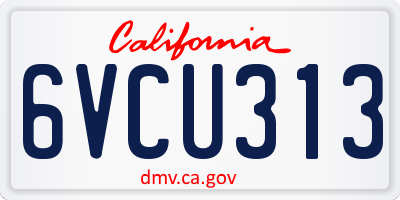 CA license plate 6VCU313