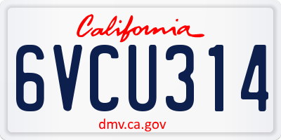 CA license plate 6VCU314