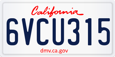 CA license plate 6VCU315