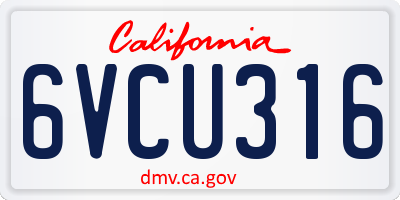 CA license plate 6VCU316