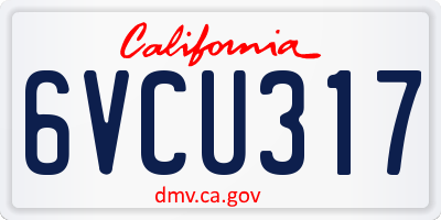 CA license plate 6VCU317