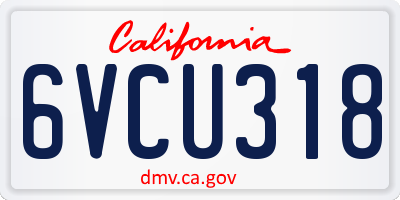 CA license plate 6VCU318