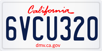 CA license plate 6VCU320