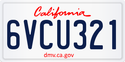 CA license plate 6VCU321
