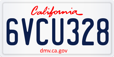 CA license plate 6VCU328