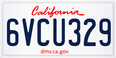 CA license plate 6VCU329
