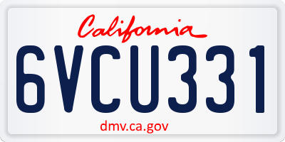 CA license plate 6VCU331