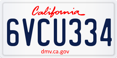 CA license plate 6VCU334