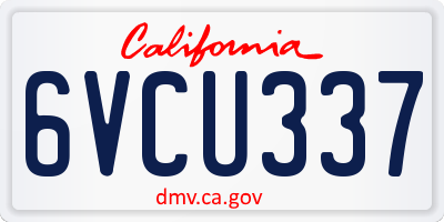 CA license plate 6VCU337
