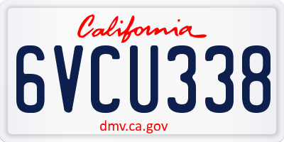 CA license plate 6VCU338