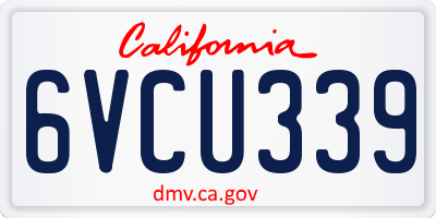 CA license plate 6VCU339